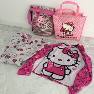 Lot Hello Kitty 2 Bags, Shirt, Pants 4 items